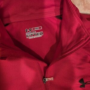 Under Armour Red ColdGear Fitted Quarter Zip Pullover